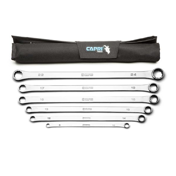 0-Degree Offset Extra-Long Box End Wrench Set, Metric 8-24 mm, 6 pcs